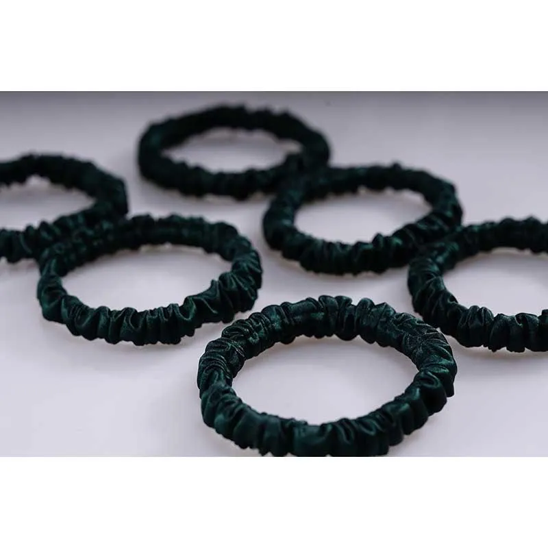 Skinny Silk Hair Ties - 6 Pack - Emerald - dropshipping