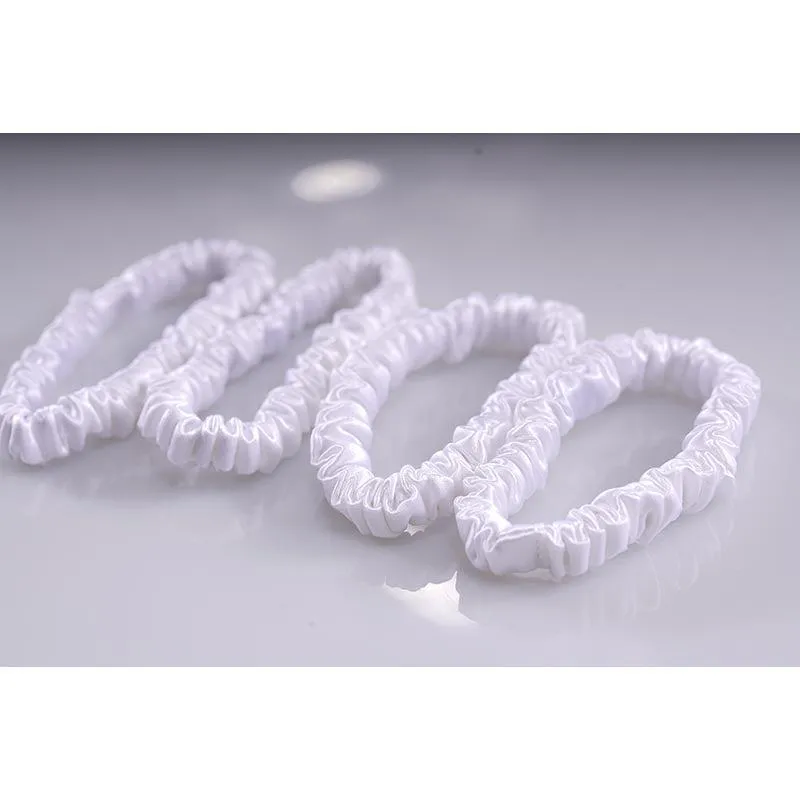 Small silk scrunchies - white - 4 pack - dropshipping