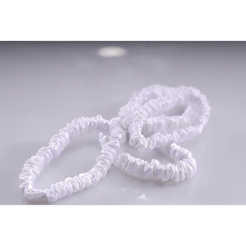 Small silk scrunchies - white - 4 pack - dropshipping