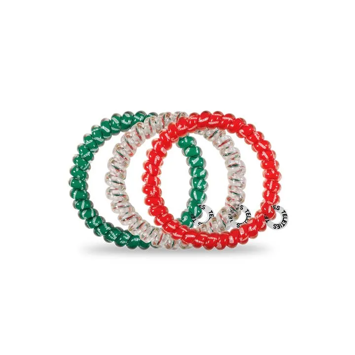 Small Spiral Hair Coil Hair Ties- Hooked on Christmas