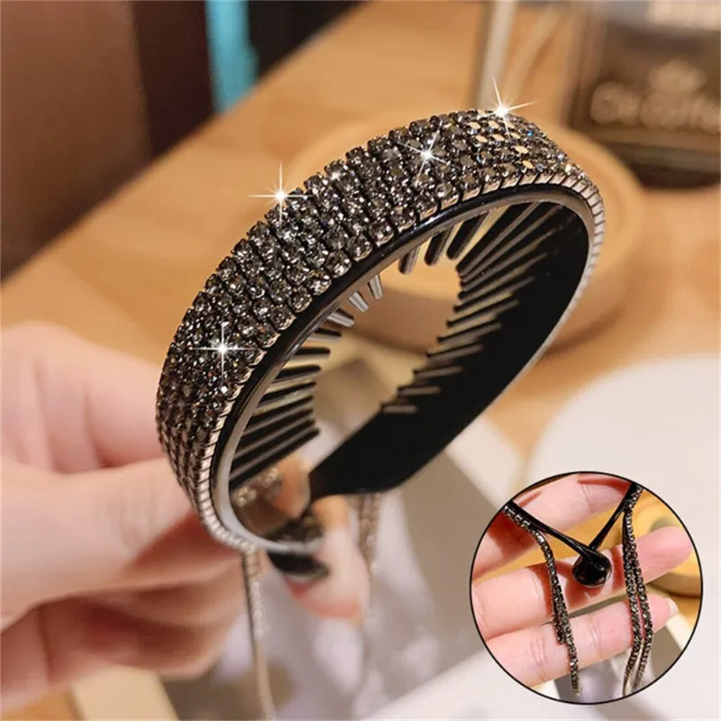 Sparkling Rhinestone Tassel Ponytail Hair Claw Clips