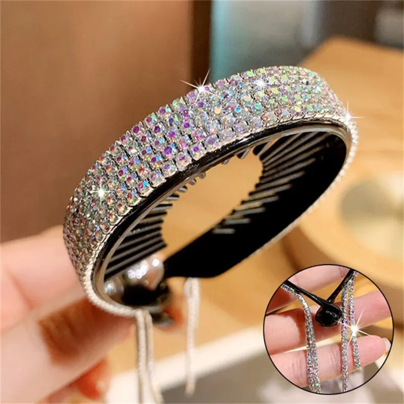 Sparkling Rhinestone Tassel Ponytail Hair Claw Clips