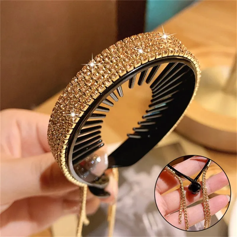 Sparkling Rhinestone Tassel Ponytail Hair Claw Clips