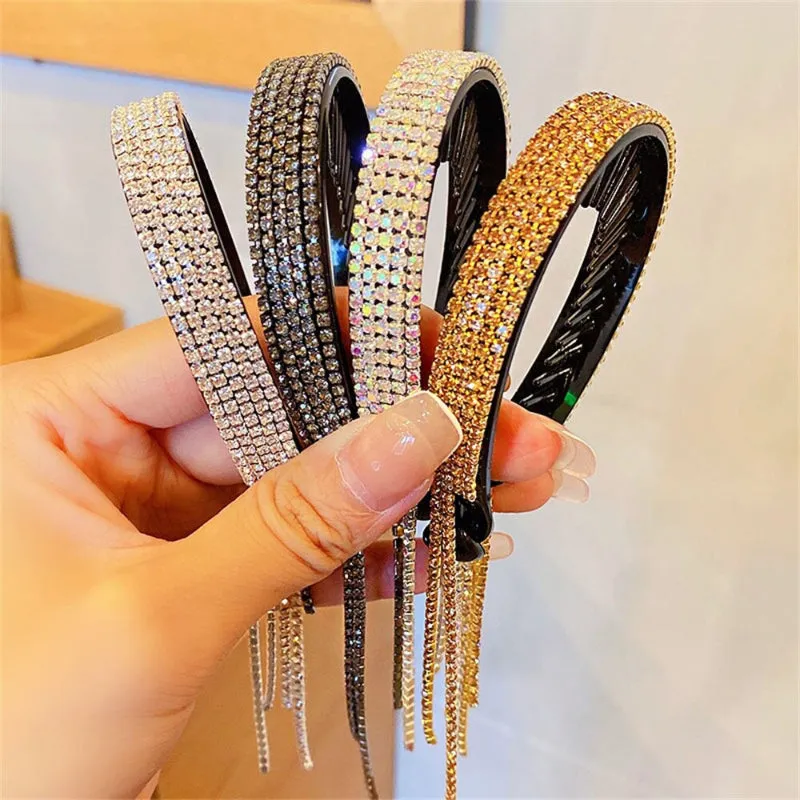 Sparkling Rhinestone Tassel Ponytail Hair Claw Clips