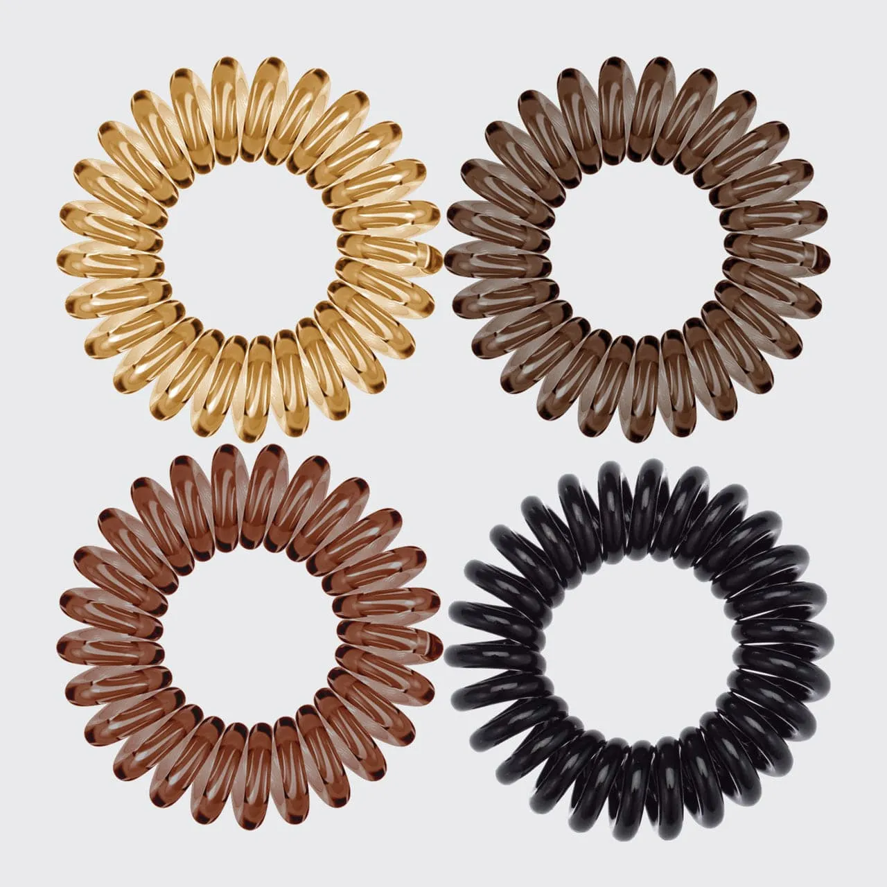 Spiral Hair Ties 4 Pc - Brunette