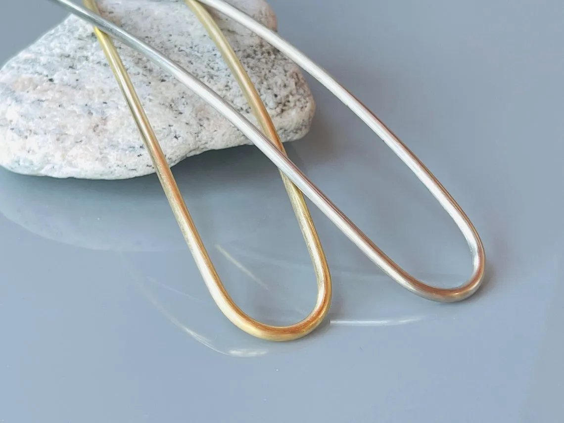 Sterling Silver Hair Pin, Gold hair pin, Minimalist hair pins, modern metal hair pins, Long Hair Accessories Long Hair Jewelry