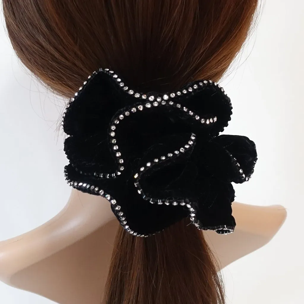 Swarovski Crystal Rhinestone Silk Velvet Satin Luxury Hair Ties Scrunchies