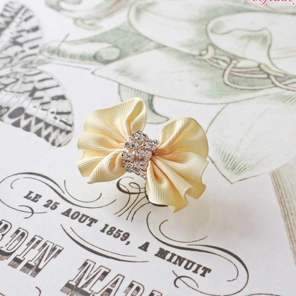 The Muse Dog Hair Clip with Rhinestones in Yellow