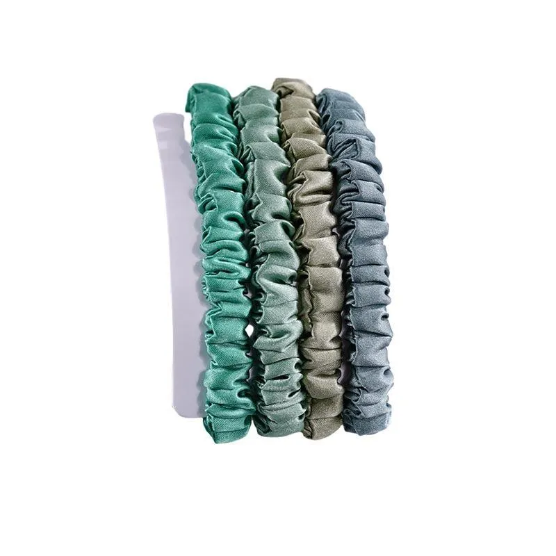 Thin Silk Hair Ties Summer Green - 4 Pack - dropshipping