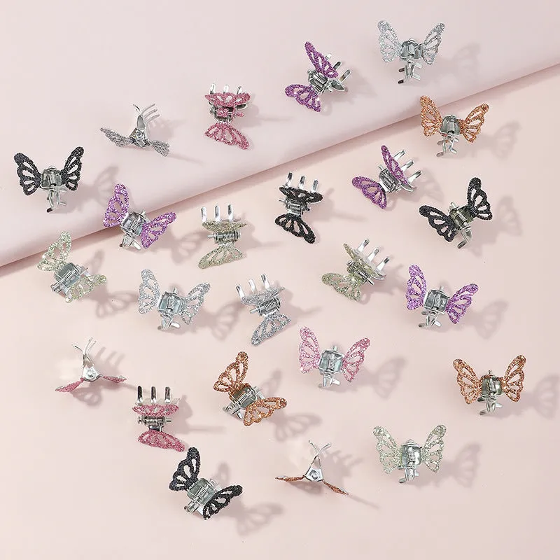 Tia Glitter Butterfly Metal Hair Clips (Pack of 8)