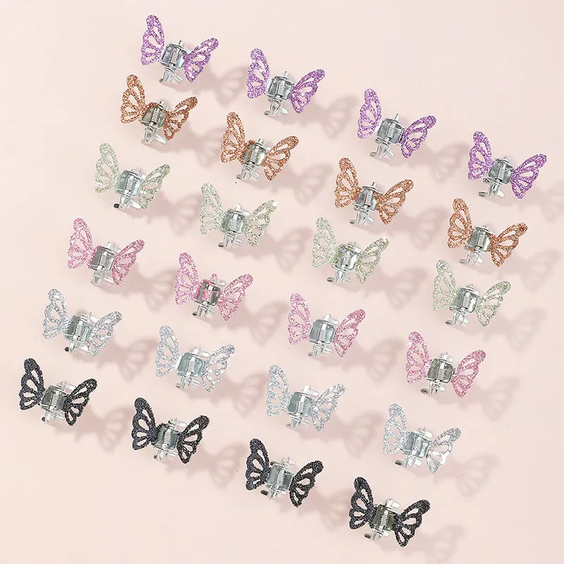 Tia Glitter Butterfly Metal Hair Clips (Pack of 8)