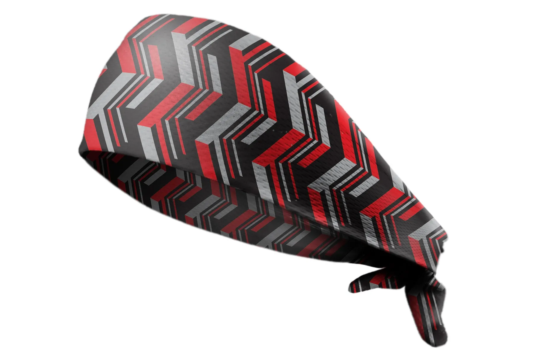 Tie Back Chevron Multi Vertical Scarlet Grey (SKU 7550)