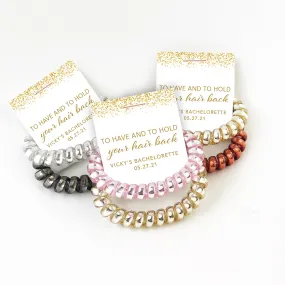 To Have And To Hold Your Hair Back Gold Bachelorette Party Favors, Spiral Hair Ties