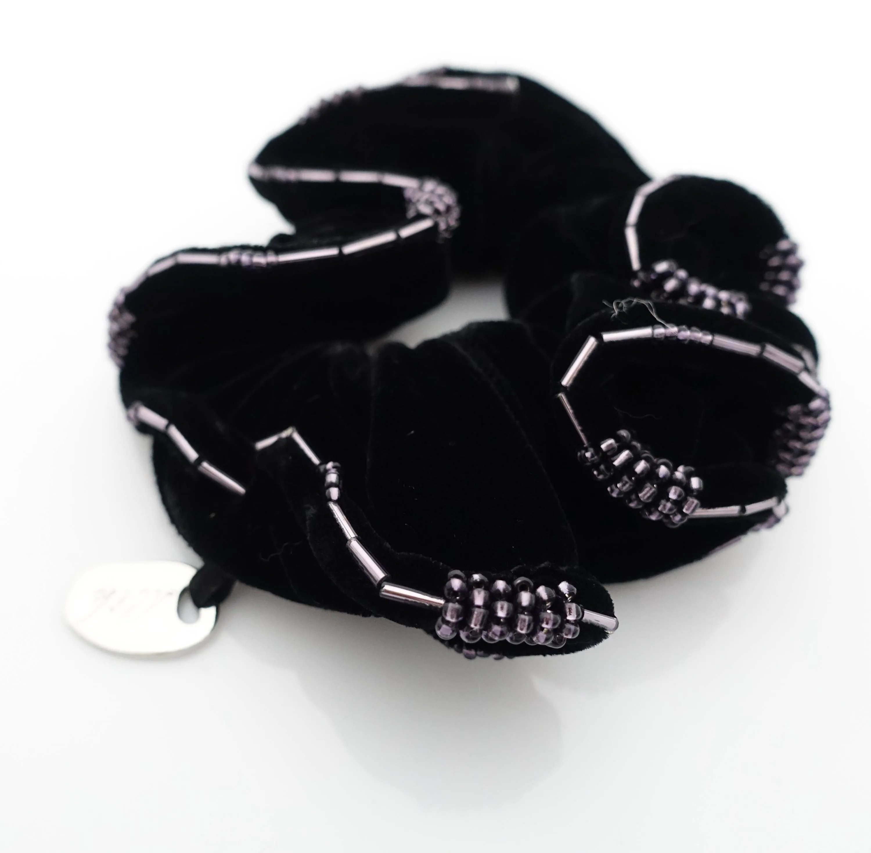 Trim Beaded Luxury velvet scrunchies Velvet Black Scrunchies for Women Hair Accessories Elastic Hair Ties