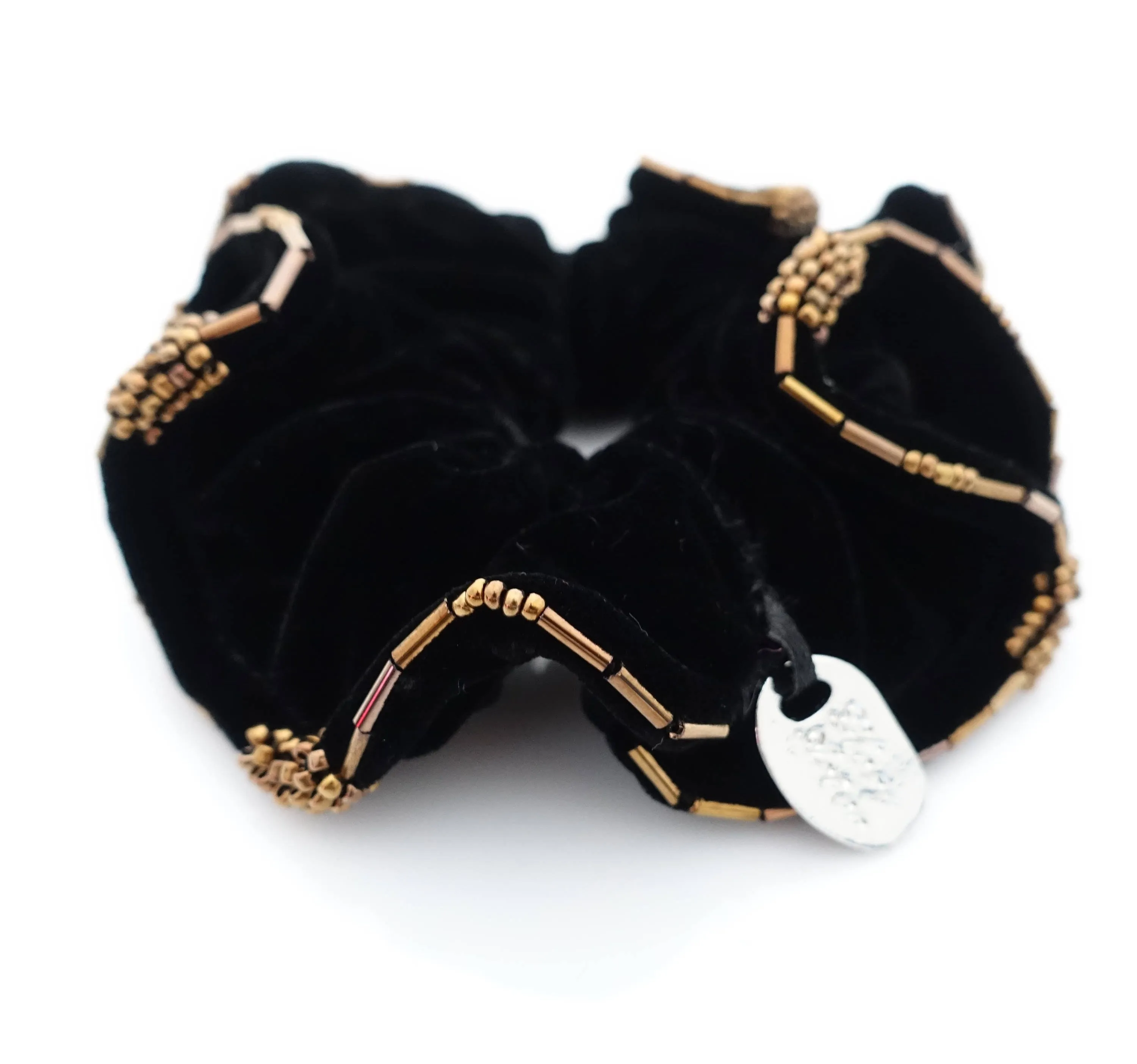 Trim Beaded Luxury velvet scrunchies Velvet Black Scrunchies for Women Hair Accessories Elastic Hair Ties