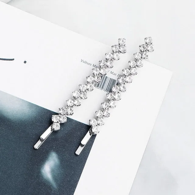 Two Piece Shining Diagonal Rhinestone Hair Clips