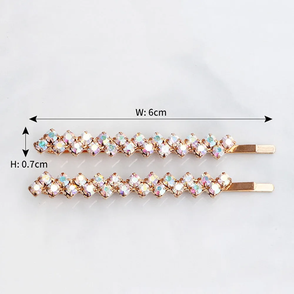 Two Piece Shining Diagonal Rhinestone Hair Clips