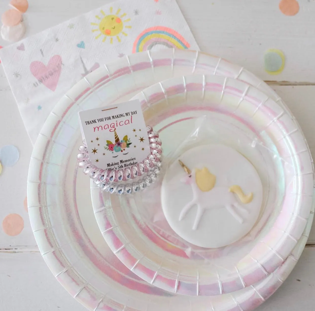 Unicorn Birthday Party Favors, Spiral Hair Ties - U100