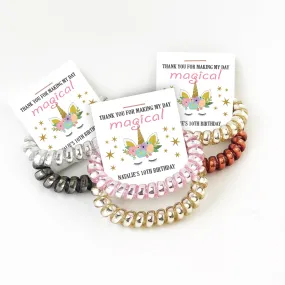 Unicorn Birthday Party Favors, Spiral Hair Ties - U100