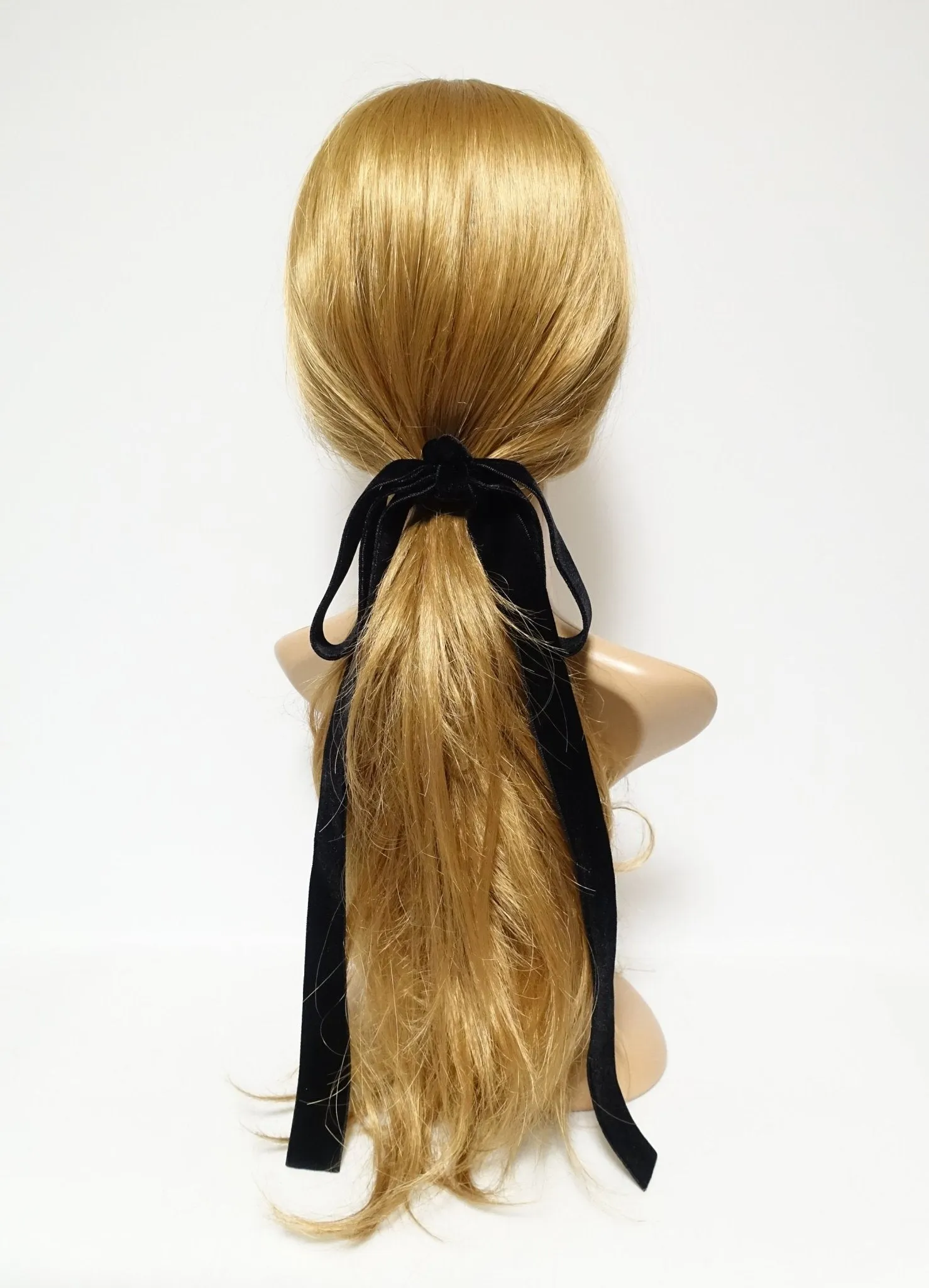 Velvet black simple wide bow hair ties Women droopy hair bow hair elastic