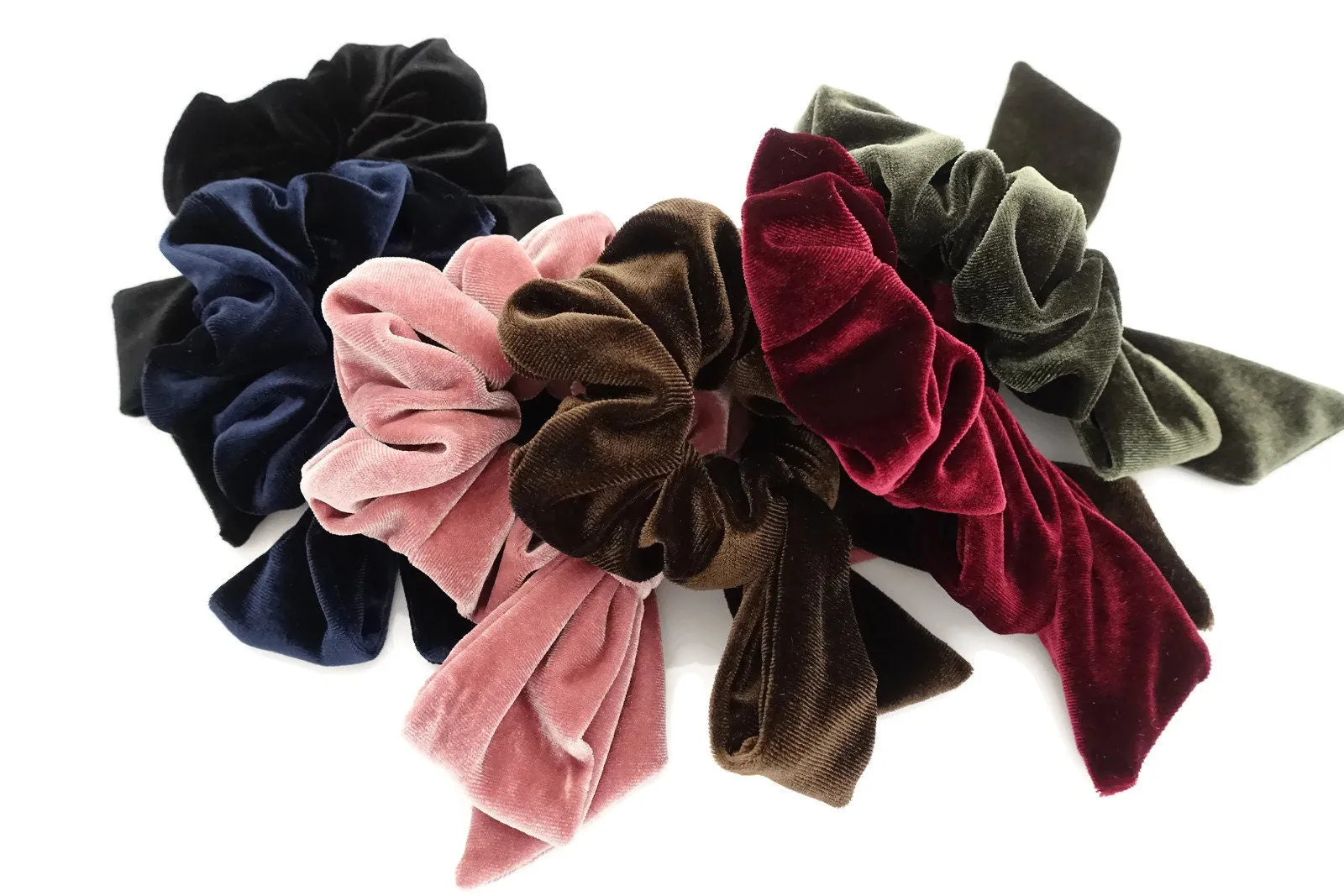 velvet bow knot scrunchies falling tail hair tie scrunchy hair accessories