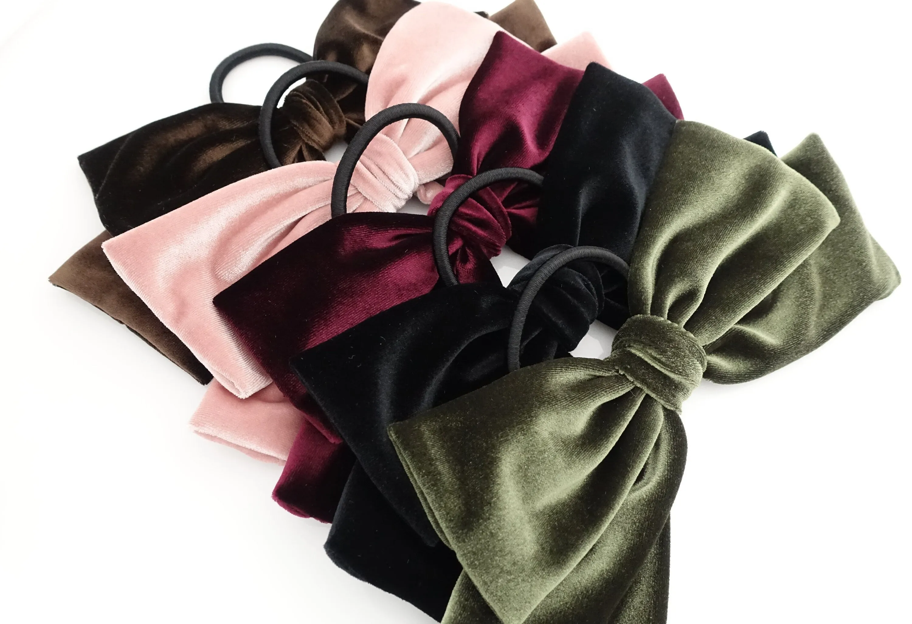 velvet drape hair bow ponytail holder basic floppy style bow elastic hair ties women hair accessory