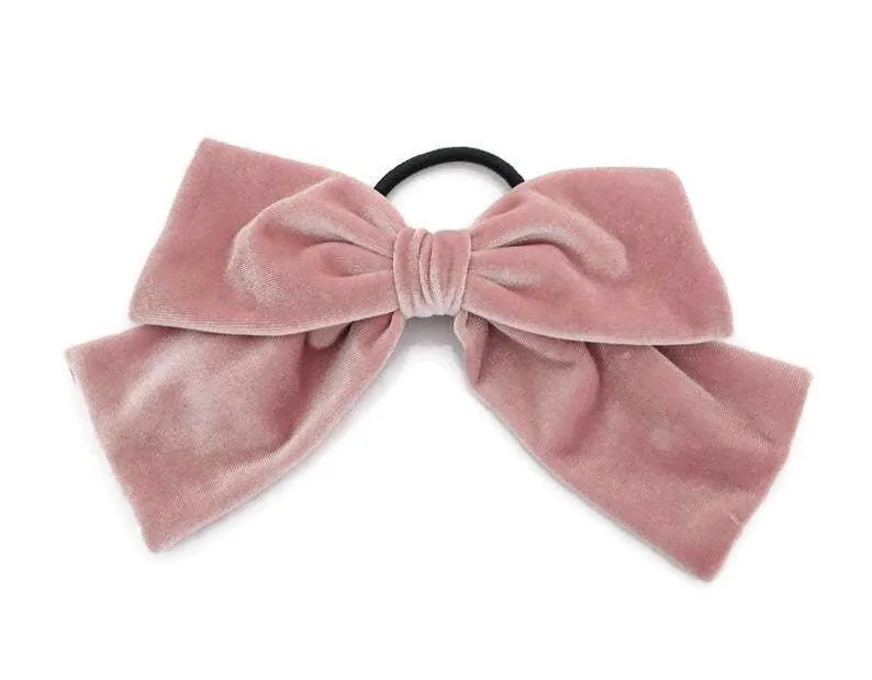 velvet drape hair bow ponytail holder basic floppy style bow elastic hair ties women hair accessory