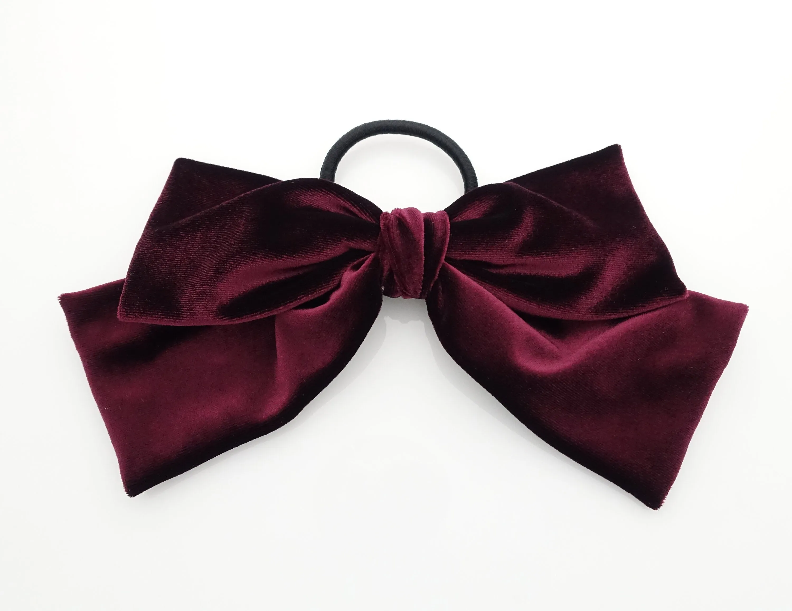 velvet drape hair bow ponytail holder basic floppy style bow elastic hair ties women hair accessory