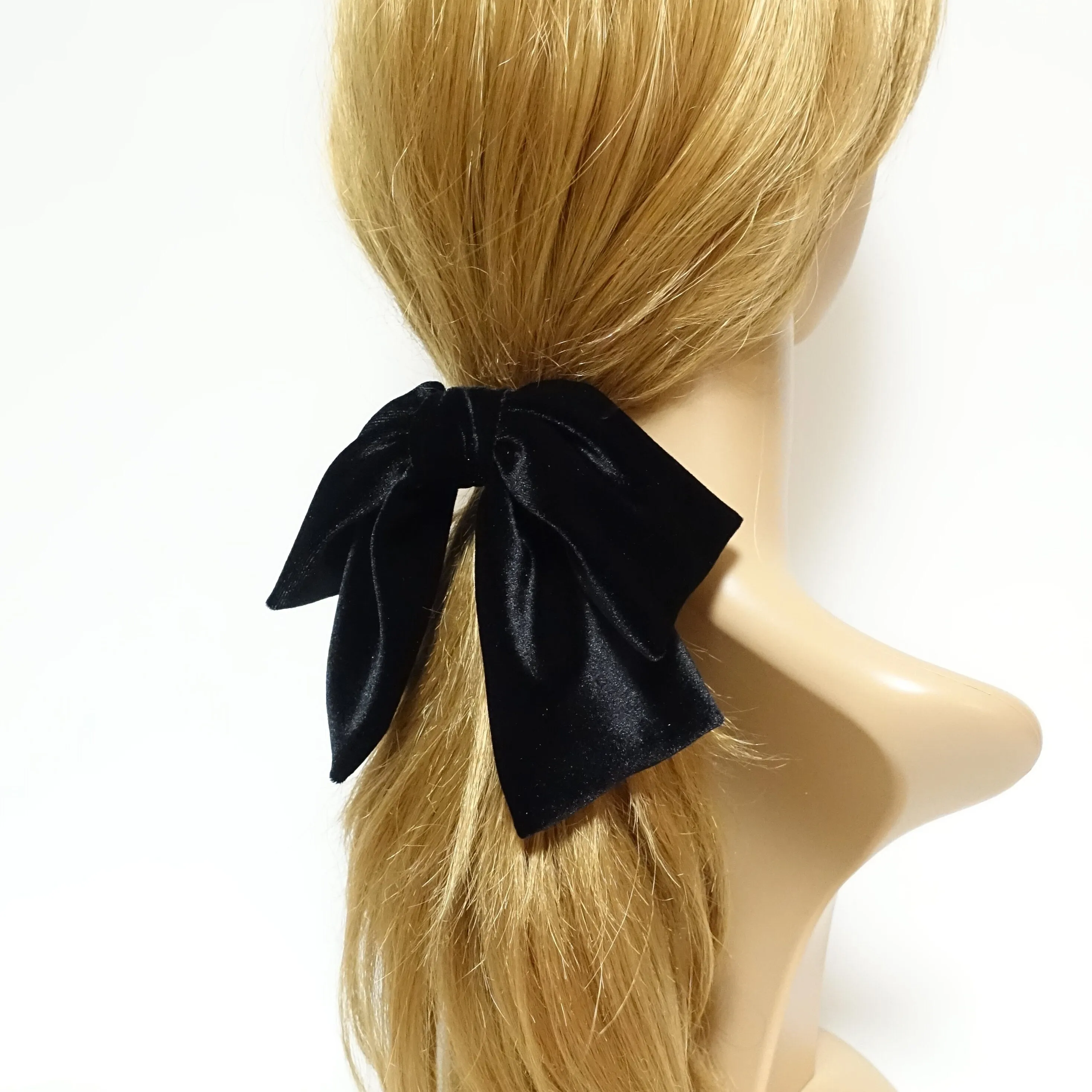 velvet drape hair bow ponytail holder basic floppy style bow elastic hair ties women hair accessory