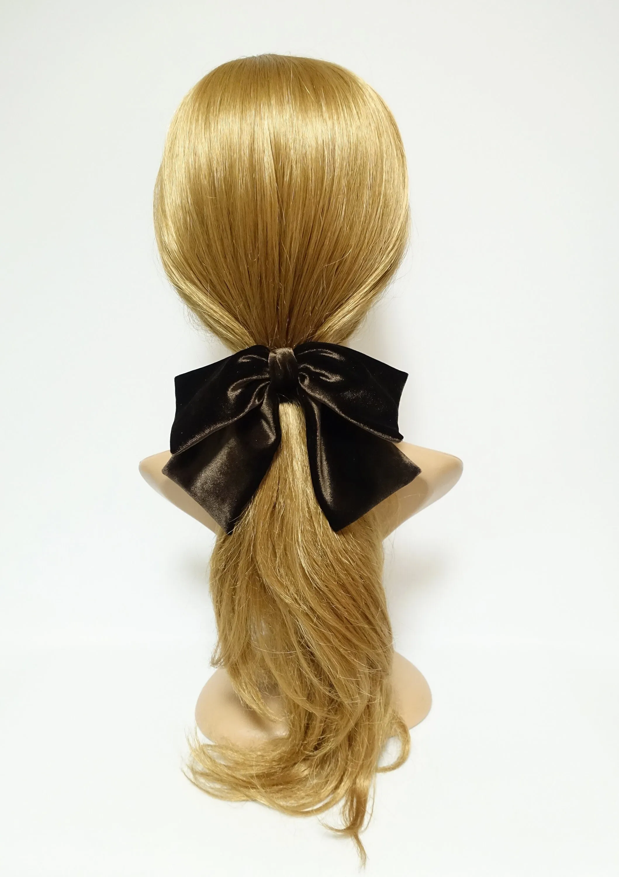 velvet drape hair bow ponytail holder basic floppy style bow elastic hair ties women hair accessory