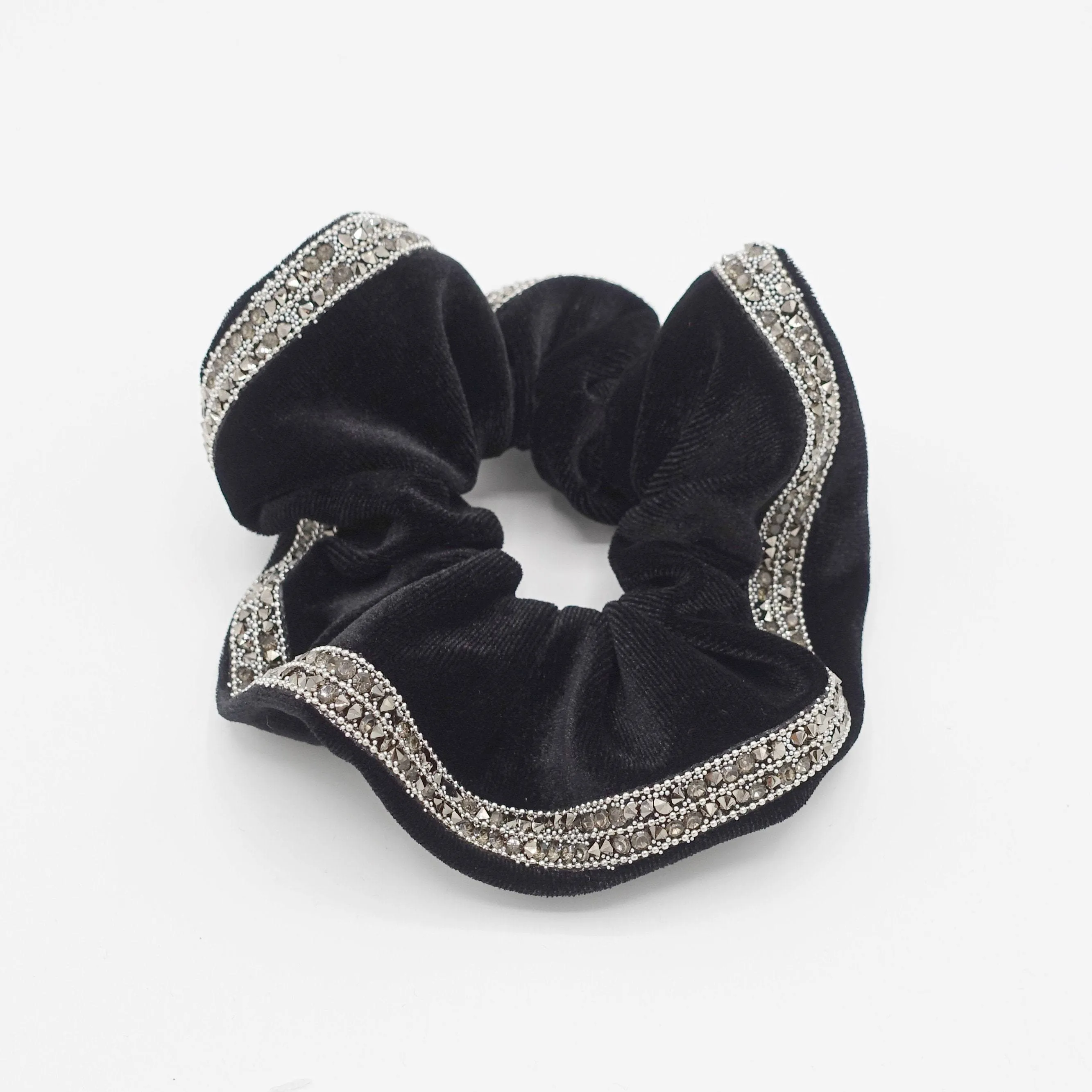 velvet scrunchies bling rhinestone embellished hair elastics for women