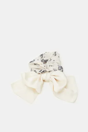 Women Beige Printed Scrunchy