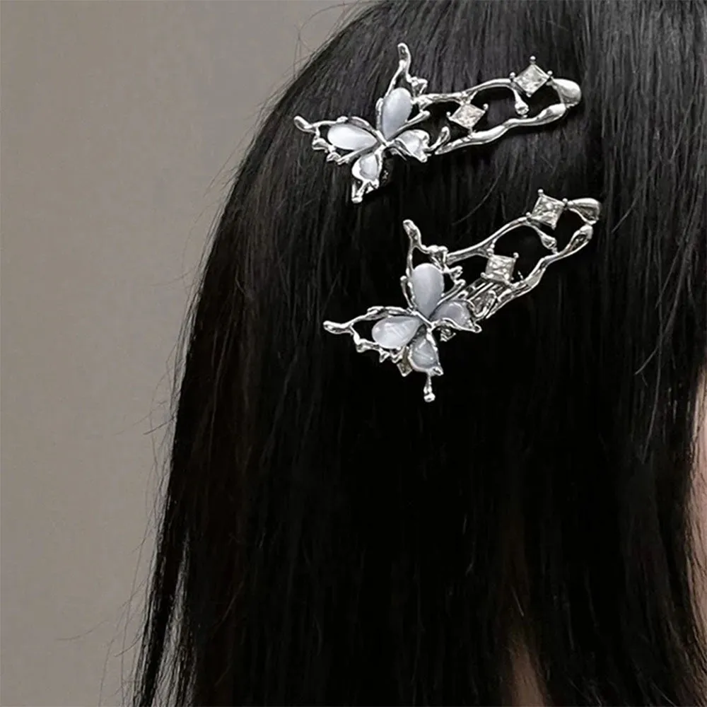 Y2K Liquid Metal Butterfly Hair Clips