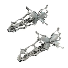 Y2K Liquid Metal Butterfly Hair Clips