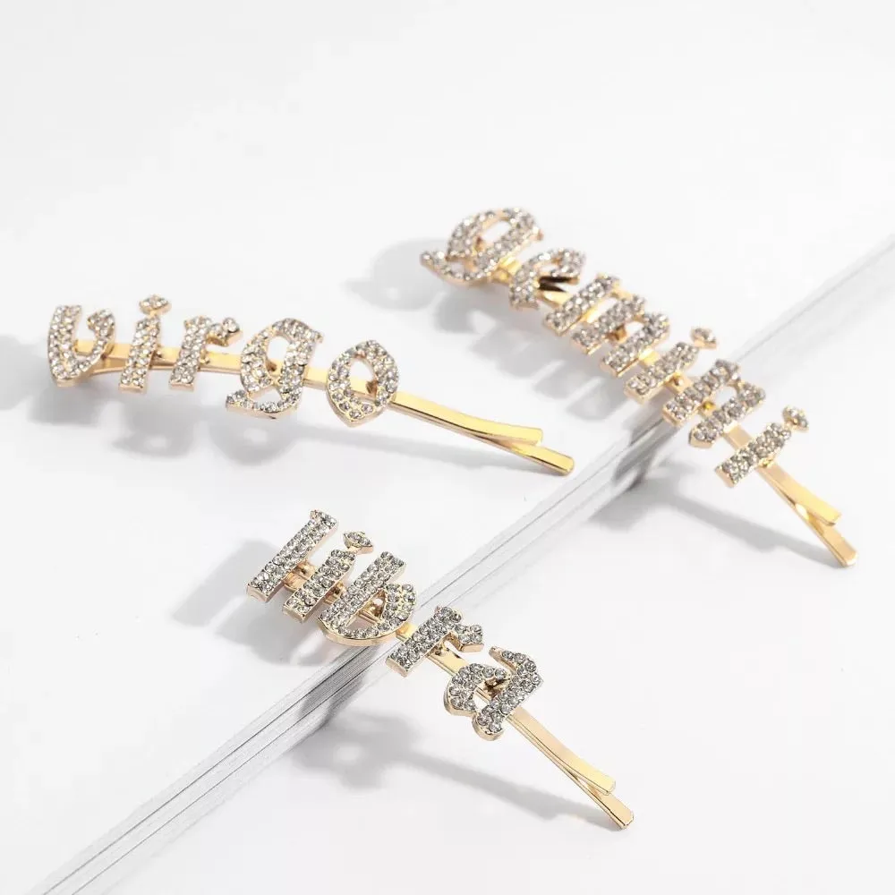 Zodiac Signs   Drippin Glam Savage Hotgirl Rhinestone Hair Pins