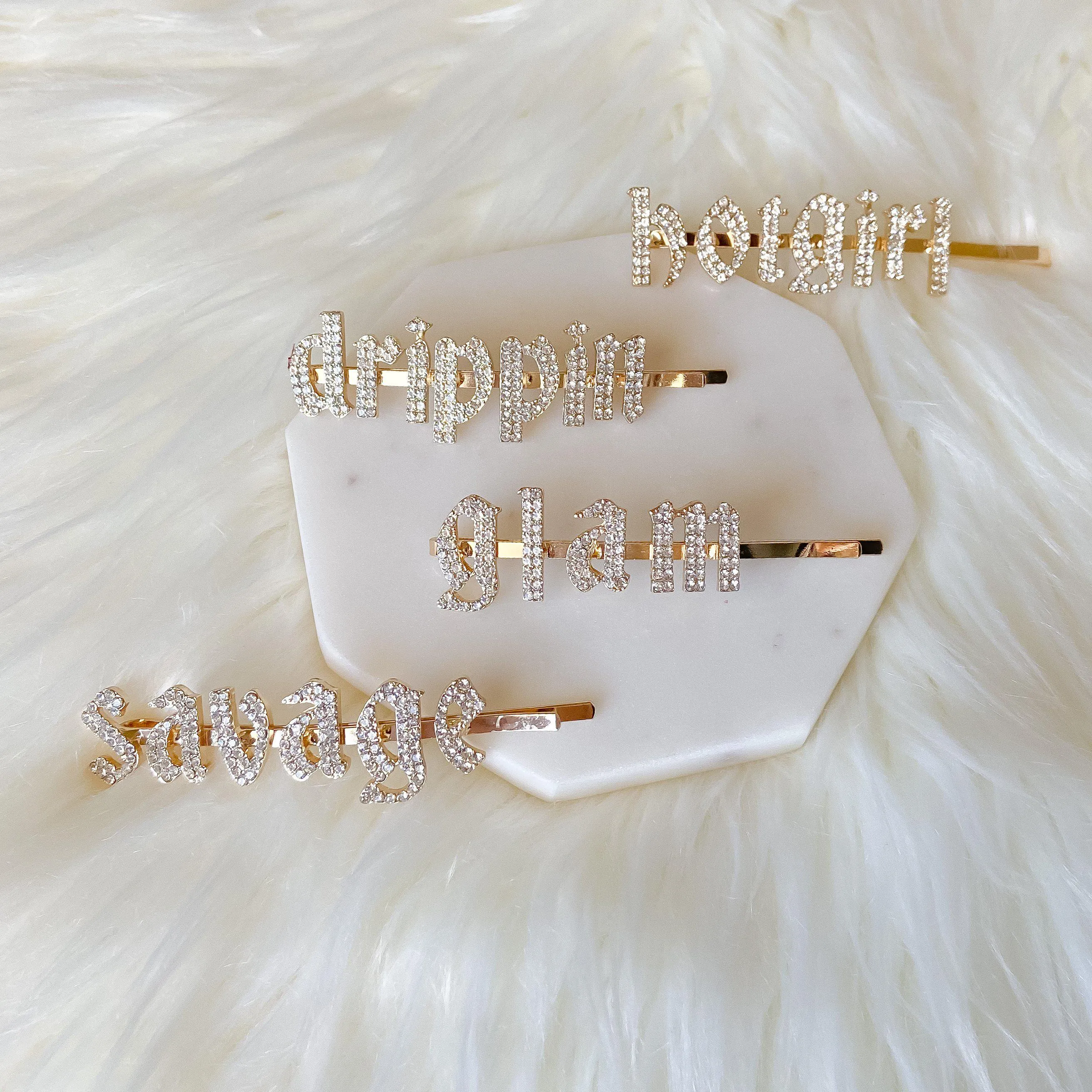 Zodiac Signs   Drippin Glam Savage Hotgirl Rhinestone Hair Pins